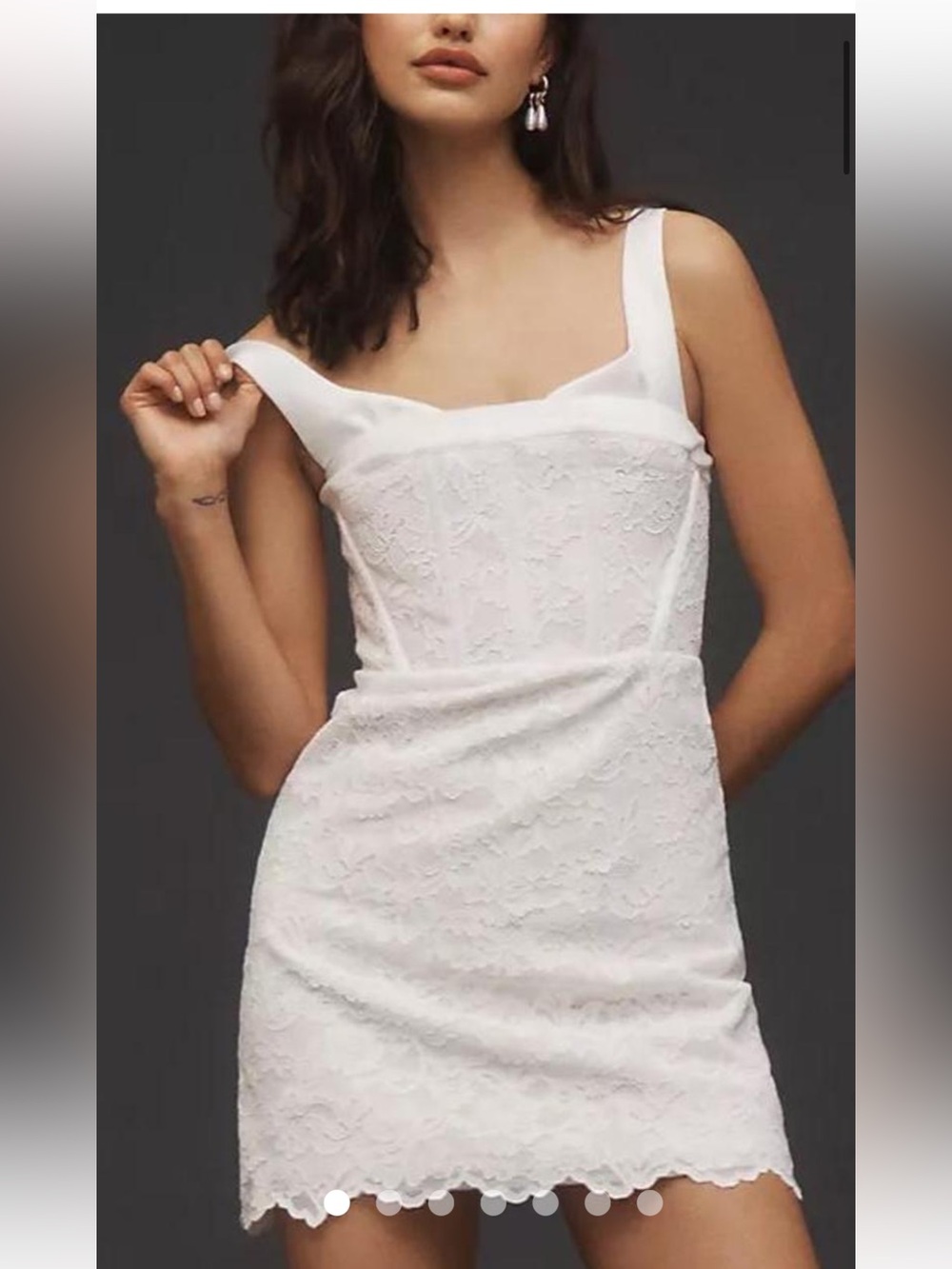 BHLDN White Lace Mini Dress with Scalloped Hem